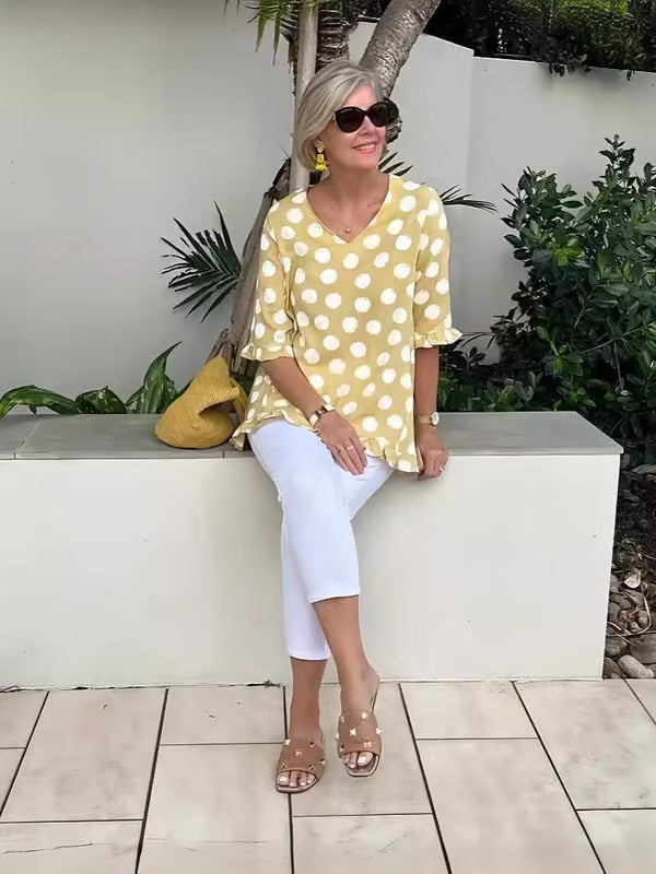 Brianna Relaxed Dot Blouse