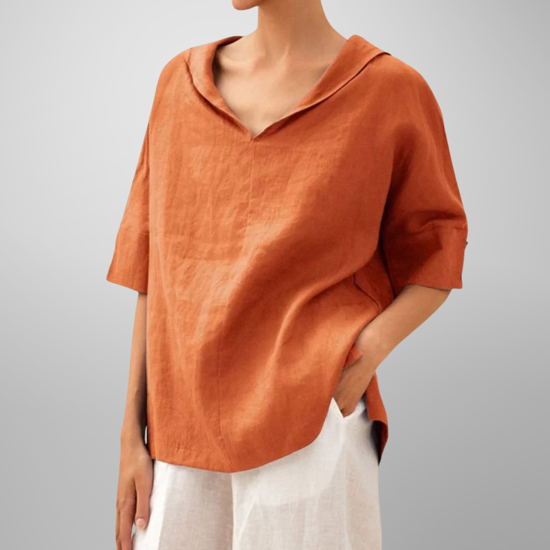 Molly Relaxed Collar V-Neck Top