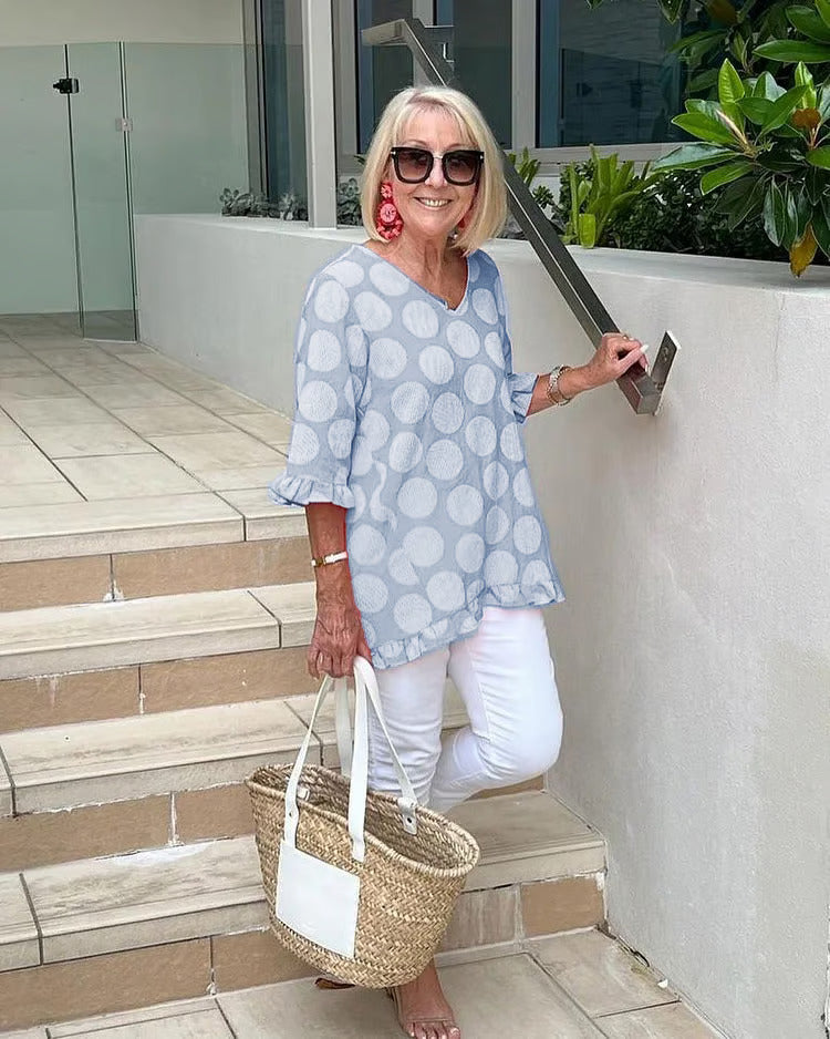 Brianna Relaxed Dot Blouse