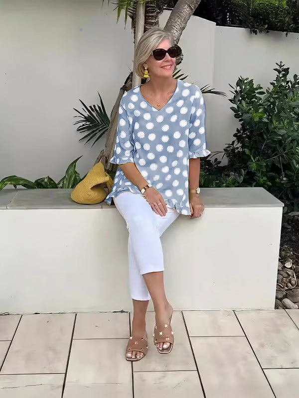 Brianna Relaxed Dot Blouse
