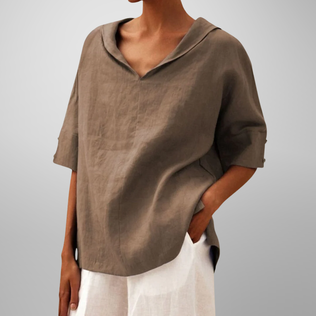 Molly Relaxed Collar V-Neck Top
