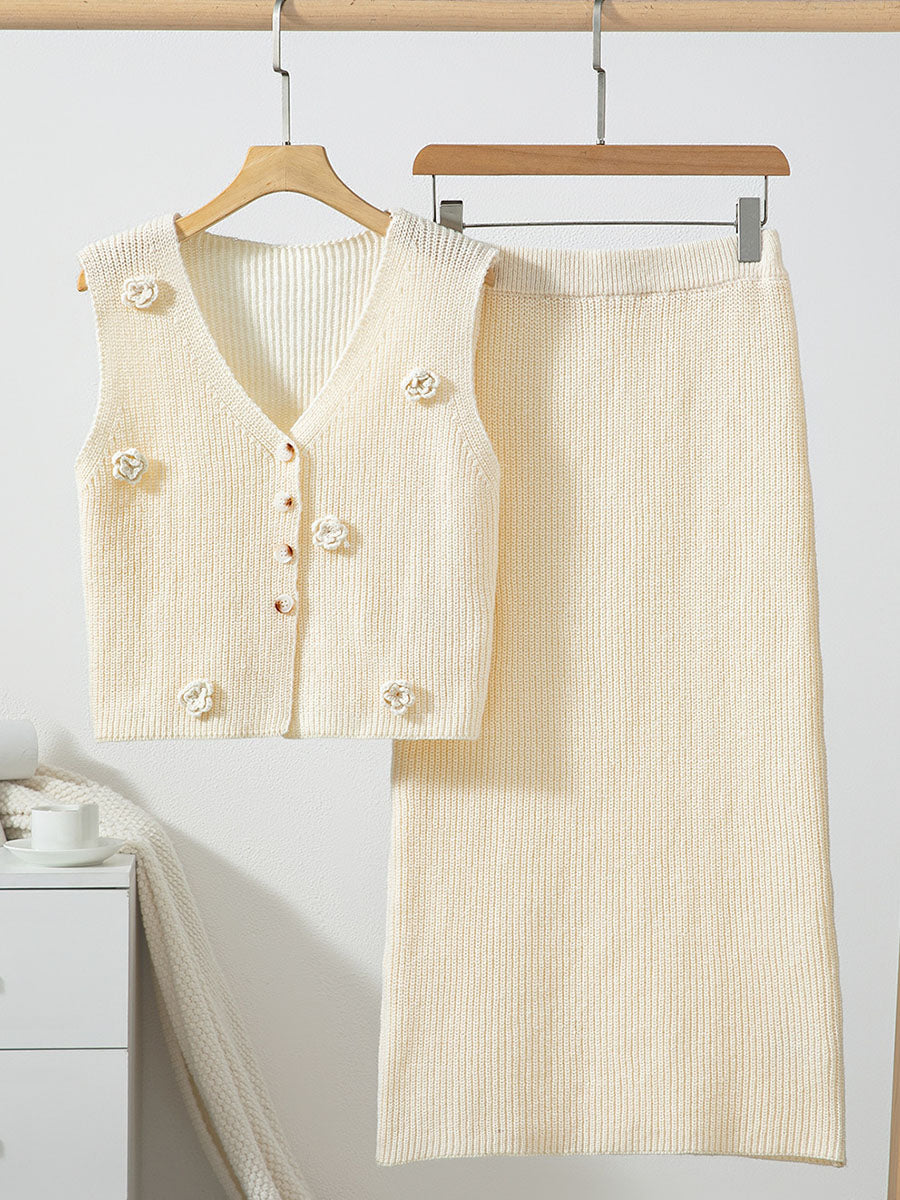 Lulu Cream Blossom Knit Set