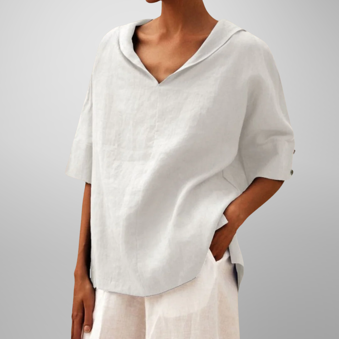 Molly Relaxed Collar V-Neck Top