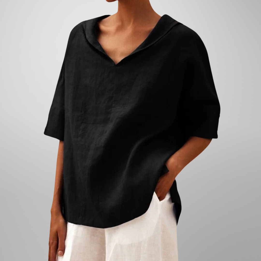 Molly Relaxed Collar V-Neck Top