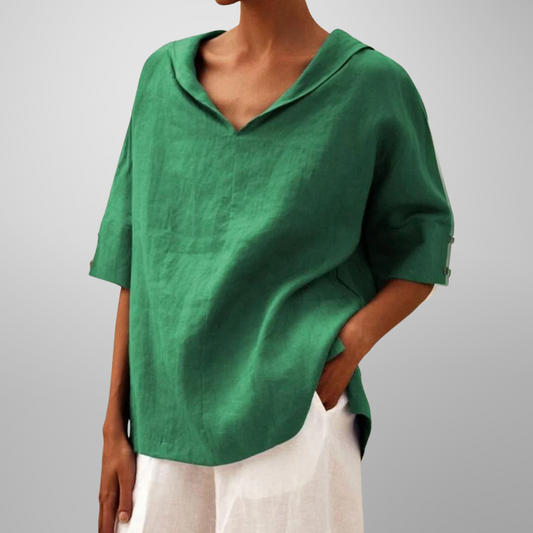Molly Relaxed Collar V-Neck Top