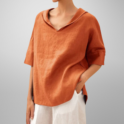 Molly Relaxed Collar V-Neck Top