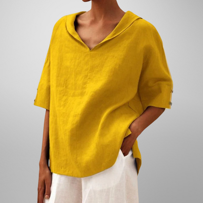 Molly Relaxed Collar V-Neck Top