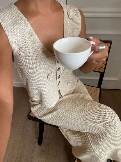 Lulu Cream Blossom Knit Set