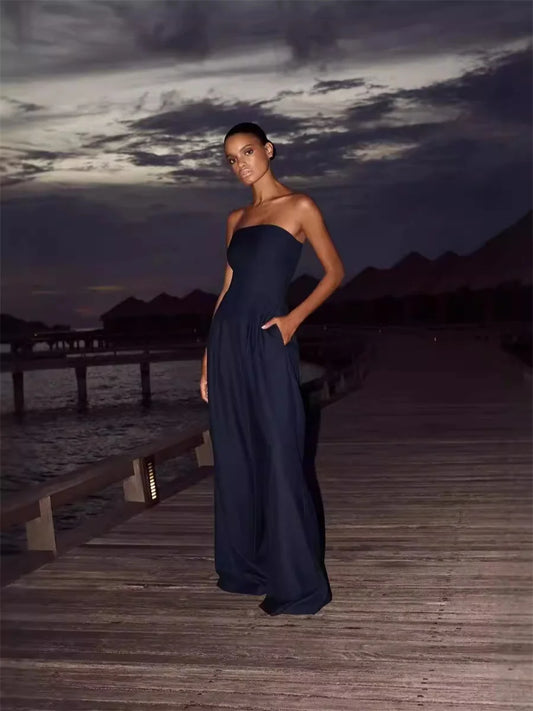 Lacy Solid Backless Jumpsuit